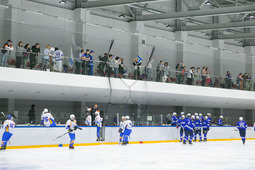 Участники хоккейного турнира и болельщики